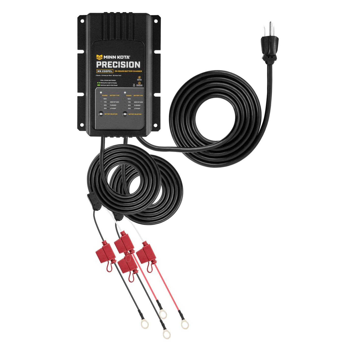 Minn Kota Precision MK-230PCL On-Board Marine Battery Charger – 2 Banks, 15 Amps Each