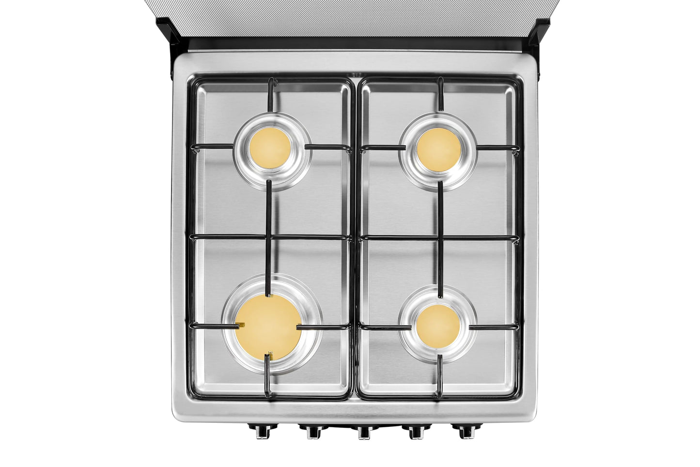 20" Free Standing Gas Stove Oven Range,4 Burner LPG Cooktop with 65L Oven, 201 Stainless Steel Body, Double Layer Mirror Surface Tempered Glass Door, Compact Design for Kitchen (LPG)