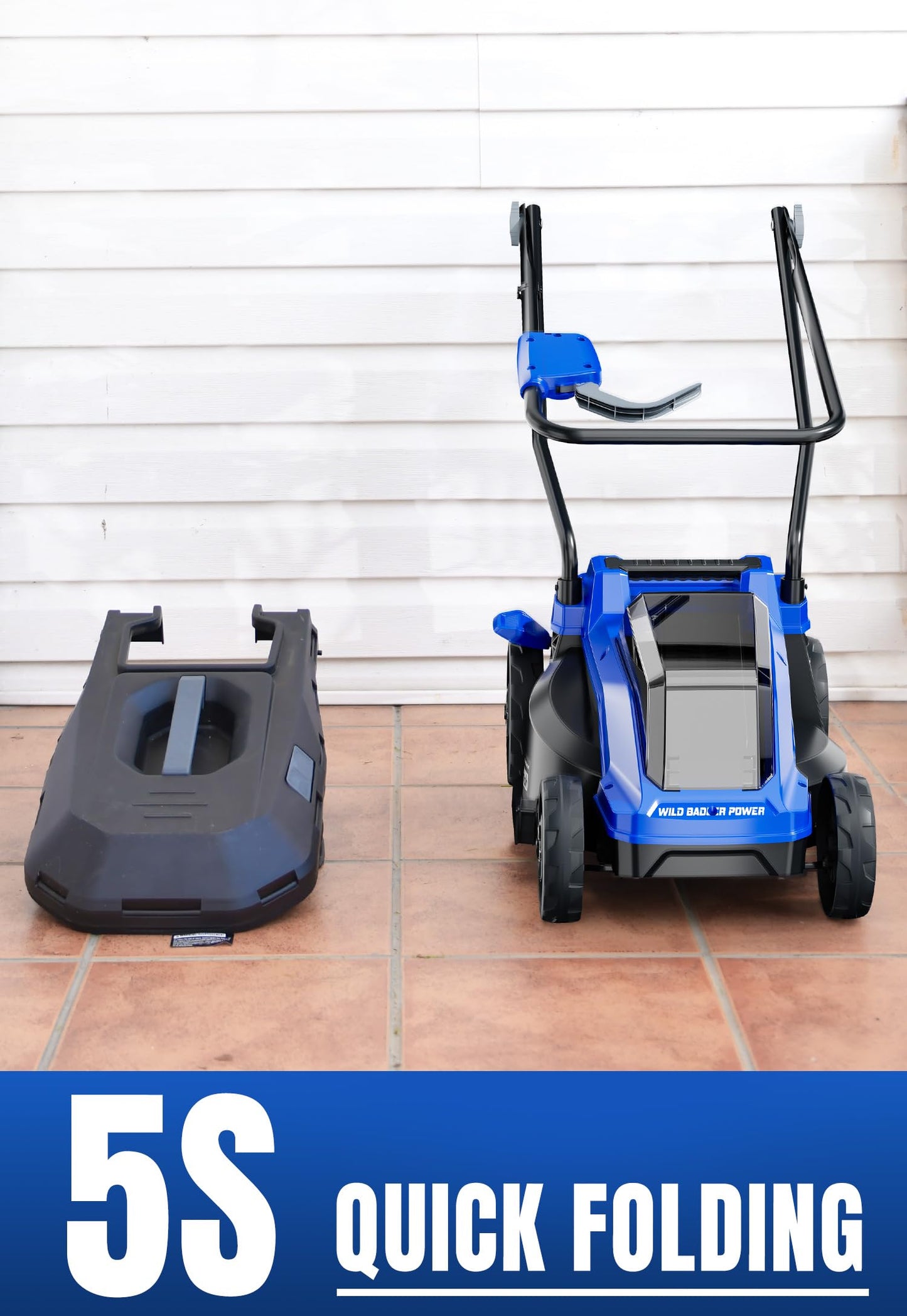 Wild Badger Power 40V 14″ Cordless Lawn Mower Brushless,5,445 sq ft/0.125 ac,1×4.0Ah Battery & Fast Charger, 5-Position Height,for Townhomes & Small Yards