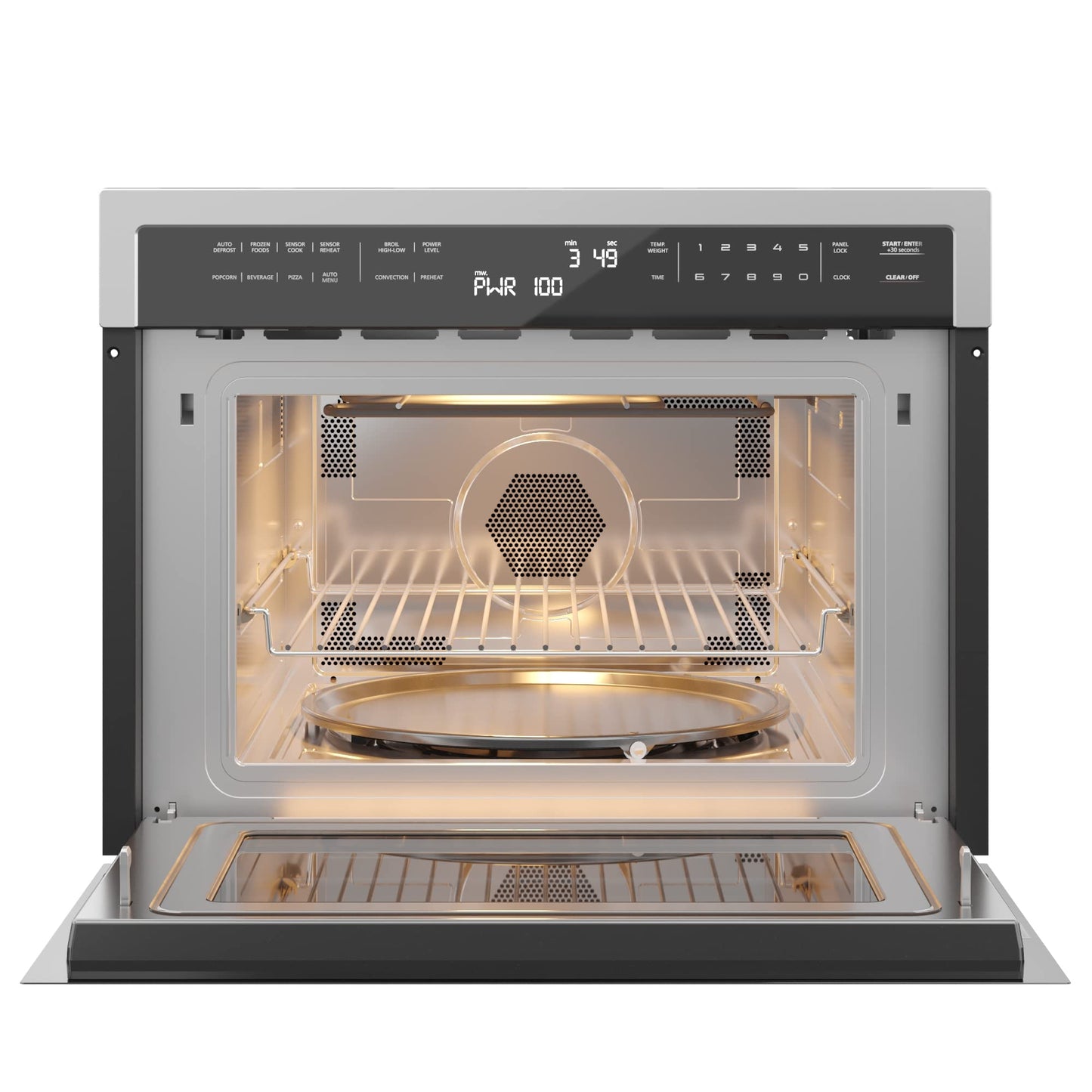 KoolMore 24 Inch Built-in Convection Oven and Microwave Combination with Broil, Soft Close Door, 1000 Watt Power, Stainless Steel Finish, Touch Control LCD Display (KM-CWO24-SS)