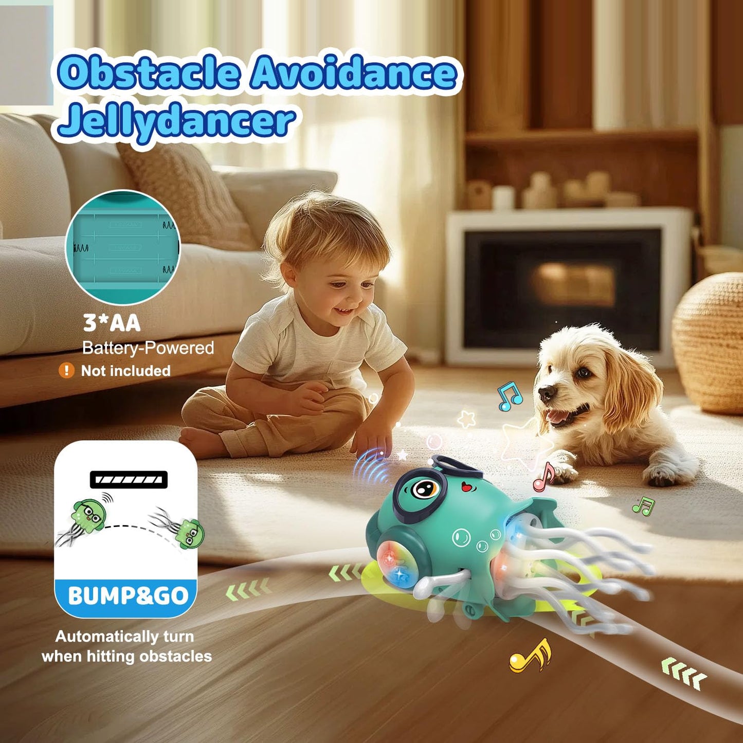 Zonopy Dancing Jellydancer Baby Toy, Crawling Infant Tummy Time Toy,Dancing Loud Music Crawling Walking Toys for 3 4 5 6 7 8 Year Old Kids Boy Girl Birthday Gifts, Interactive Relax Fidget Gifts