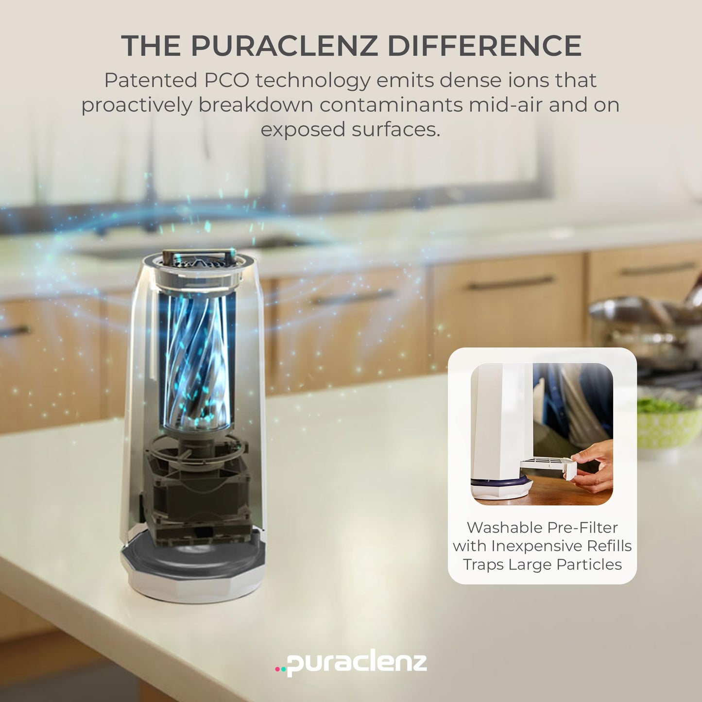 Puraclenz Photon P3000X Air Purifier for Home, Air & Surface Purification, Up to 3000 sqft, Removes 99% Pollutants, Mold, Odors, Viruses, & More, Ozone-Free (White)