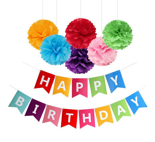 Fecedy Colorful Happy Birthday Banner Bunting for Birthday Party Decorations