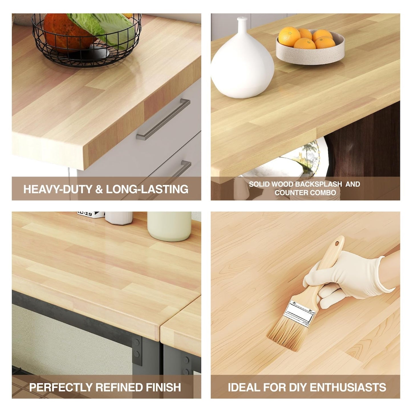 Koby Home 8ft 1.5" Butcher Block Countertop, Unfinished Solid Birch Wood DIY Size Long Wooden Board for Kitchen Island Table Top Washer Dryer Workbench, 98x25 inch 1.5 Thick