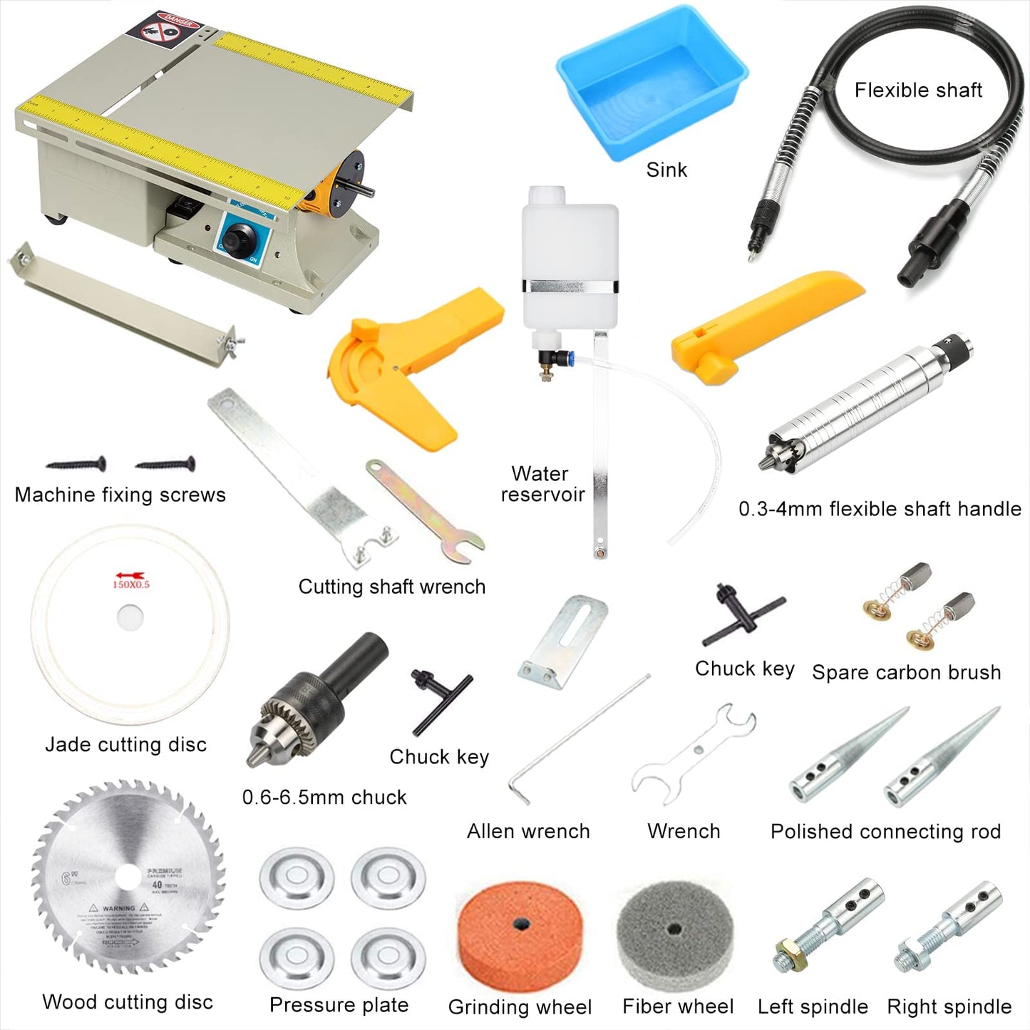 110V Jewelry Rock Saw, 0-10000r/min Wet Saw Lapidary with Flexible Shaft for Rock Cutting，Lapidary Equipment for Grinder Polishing Cutting Machine, Left Benchtop