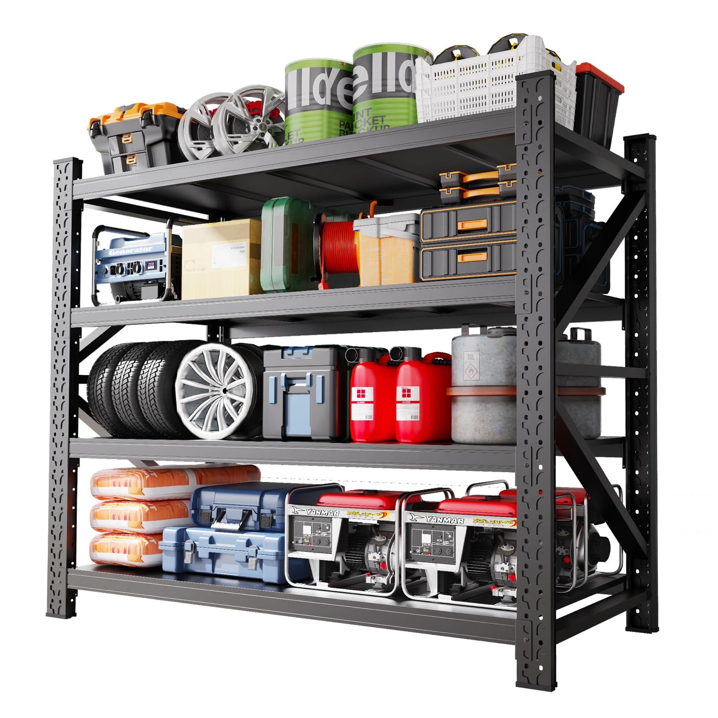 LBVSKK Heavy Duty Shelving,4-Tier Adjustable Garage Storage Shelves,Garage Shelving for Basement,Pantry,Kitchen,Warehouse,Black (70" H*60" W*23.6" D)