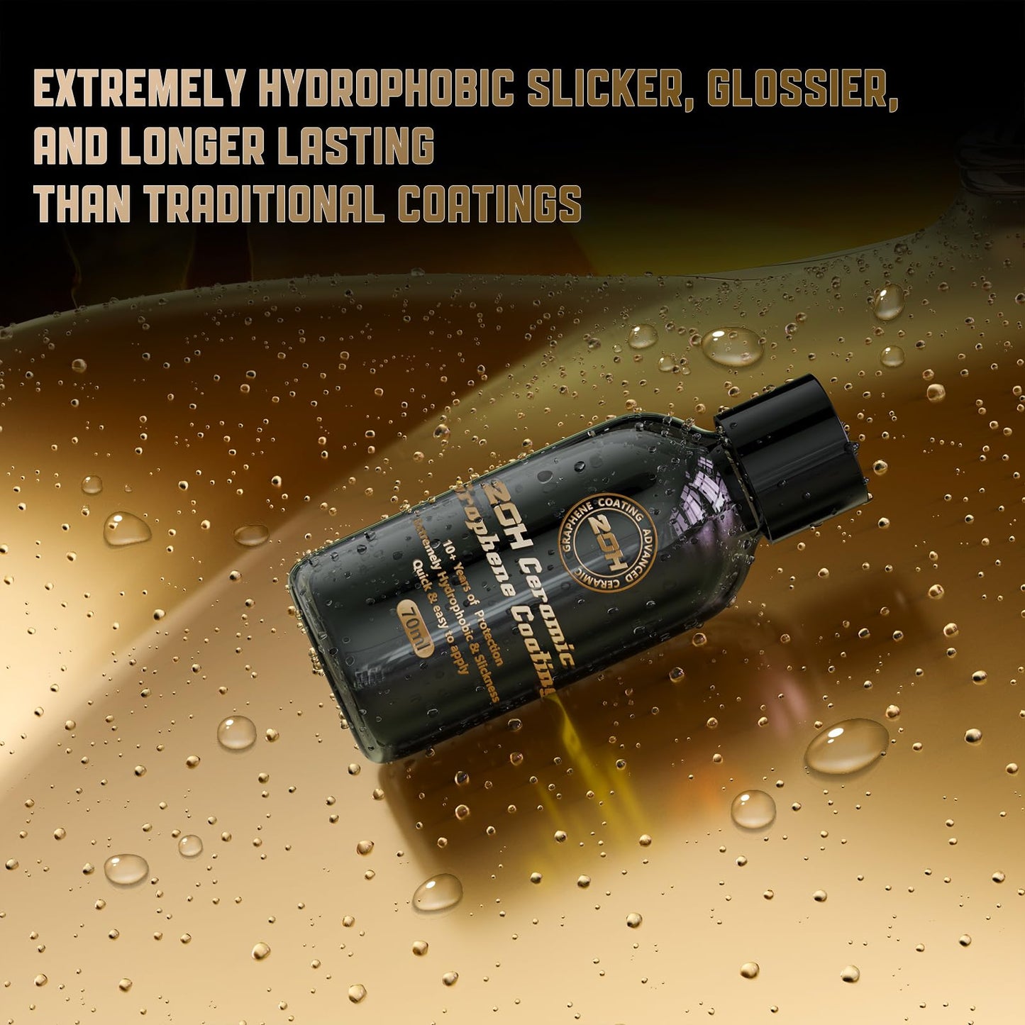 20H Professional Graphene Ceramic Coating for Cars (70ml) - 10+ Years Protection, Hydrophobic, Scratch & UV Resistant, High Gloss Finish - Professional-Grade Car Detailing Kit - Easy Application