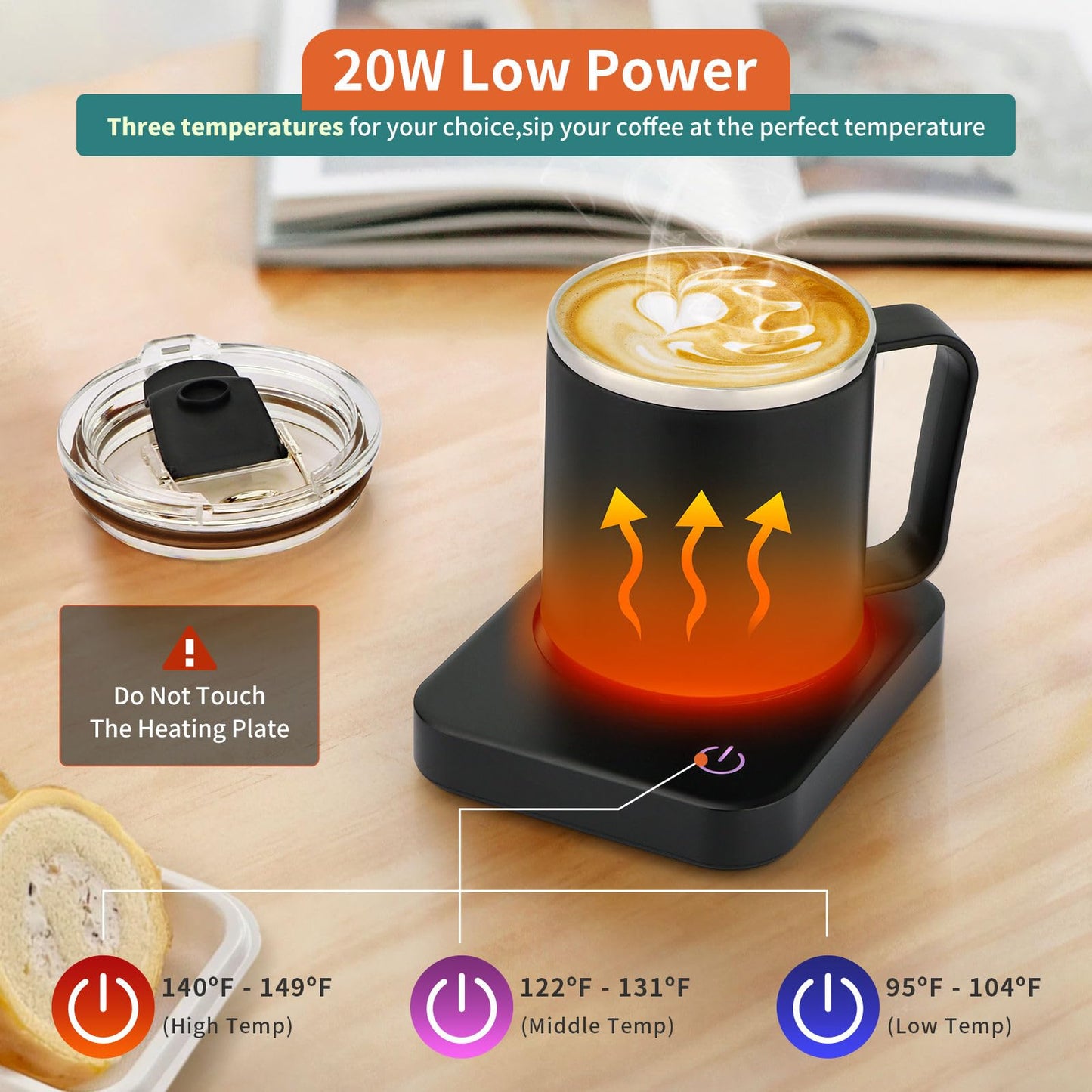 VOBAGA Coffee Mug Warmer Set with Auto Shut Off, 15 oz Coffee Mug Gift Set & 3 Temperature Settings Home Office Desk Accessories