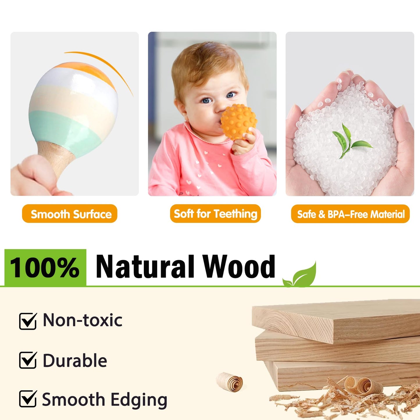 Wuzhineisn Baby Toys 6-12 Months Montessori Toys 6 in 1 Musical Instruments for Toddler, Stacking Blocks Development Learning Educational Toy with Wooden Xylophone Infant Baby Birthday Easter Gift