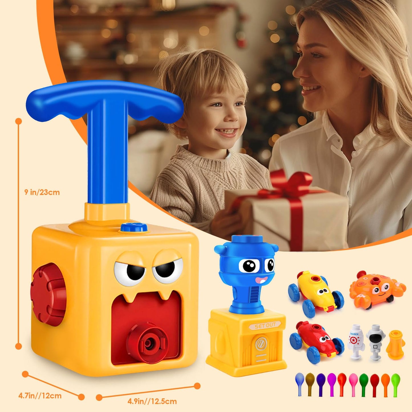 Balloon Launcher Toy Set,Balloon Powered Cars, Inertial Balloon Car, Creative Inflatable Balloon Pump Racing Car,Scientific Experiment Intelligence Education Preschool Children's Toys.(24PCS Balloon)
