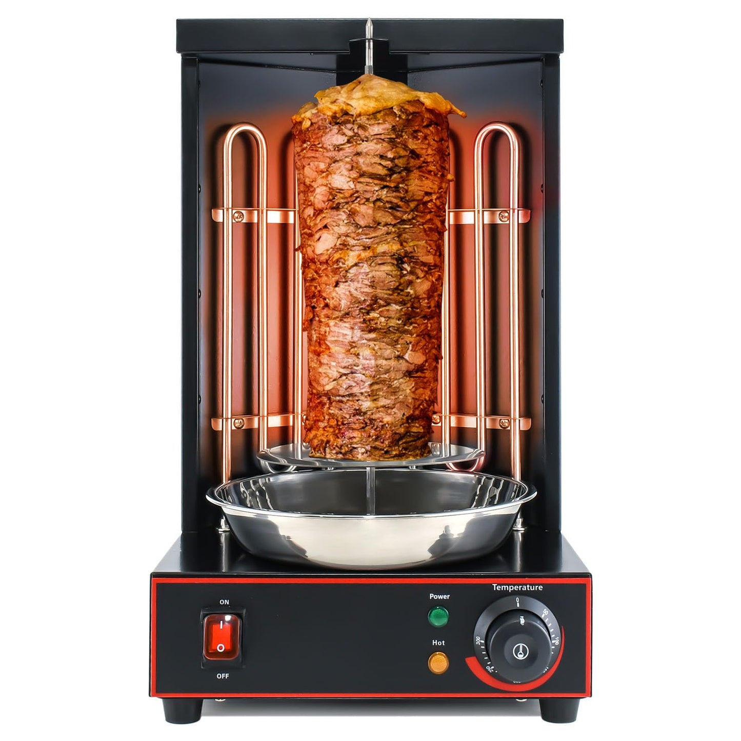 Electric Vertical Rotisserie Shawarma Broiler Kebab Grill Machine Al Pastor Rotating Grill with Temperature Chime,(Patented Product)