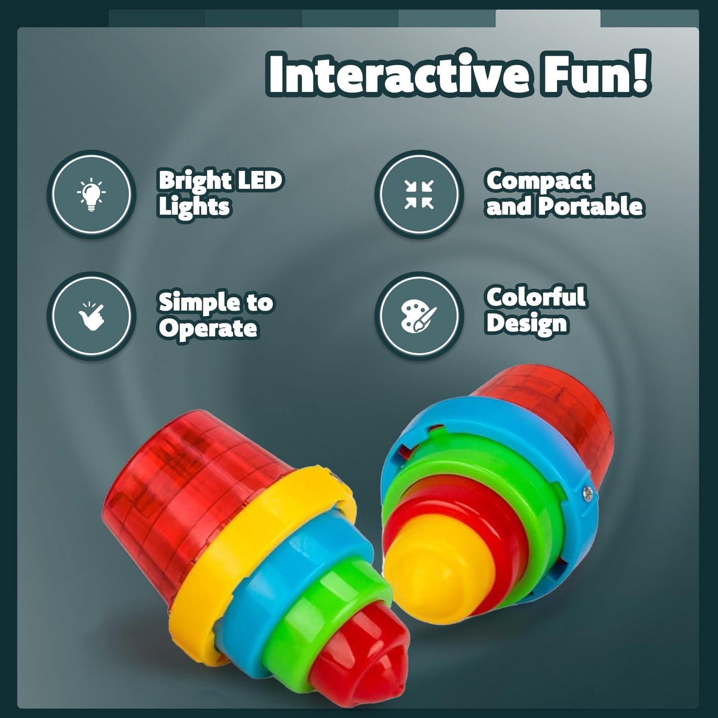 IPIDIPI TOYS Spineez Light Up Spinning Tops – 12-Pack LED Spinner Toys - Spinning Tops for Kids - Birthday Party Favors, Goodie Bag Stuffers for Kids, Classroom Prizes for Boys & Girls – Red