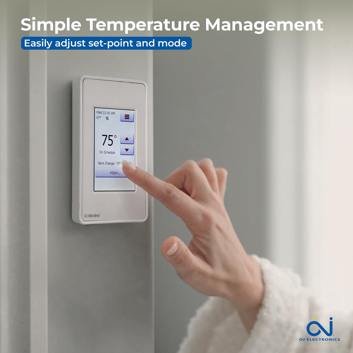 OJ Microline UDG4 Touchscreen Programmable Heated Floor Thermostat w/Class A GFCI - 120/240v Radiant Heat Thermostat - Dual Sensing - Includes Floor Sensor - 3-Year Warranty & USA Product Support