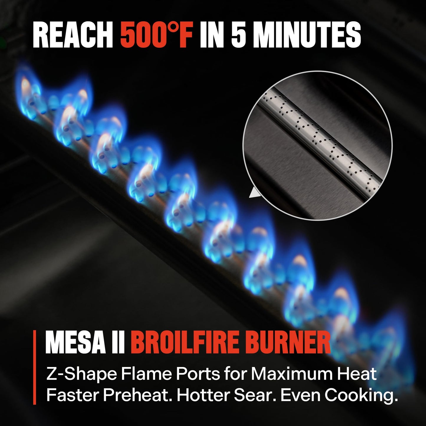 Monument Grills 4+1 Burner Stainless Steel 525 sq.in Propane Gas Grill, 49,000 BTU, Assembles in 30 Mins, Outdoor Mesa 2 Patio Grill with Broil Zone, Side Burner, Foldable Side Shelf, Mesa II 415BZ
