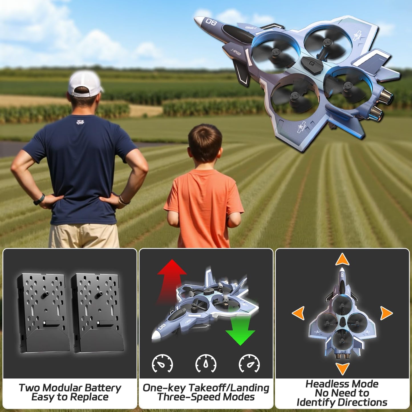 Snugzy RC Plane with Camera Brushless Remote Control with Screen 360° Flip Fighter Jet Toy for Kids 8-16 Airplane Toys Gifts for Kids and Adult