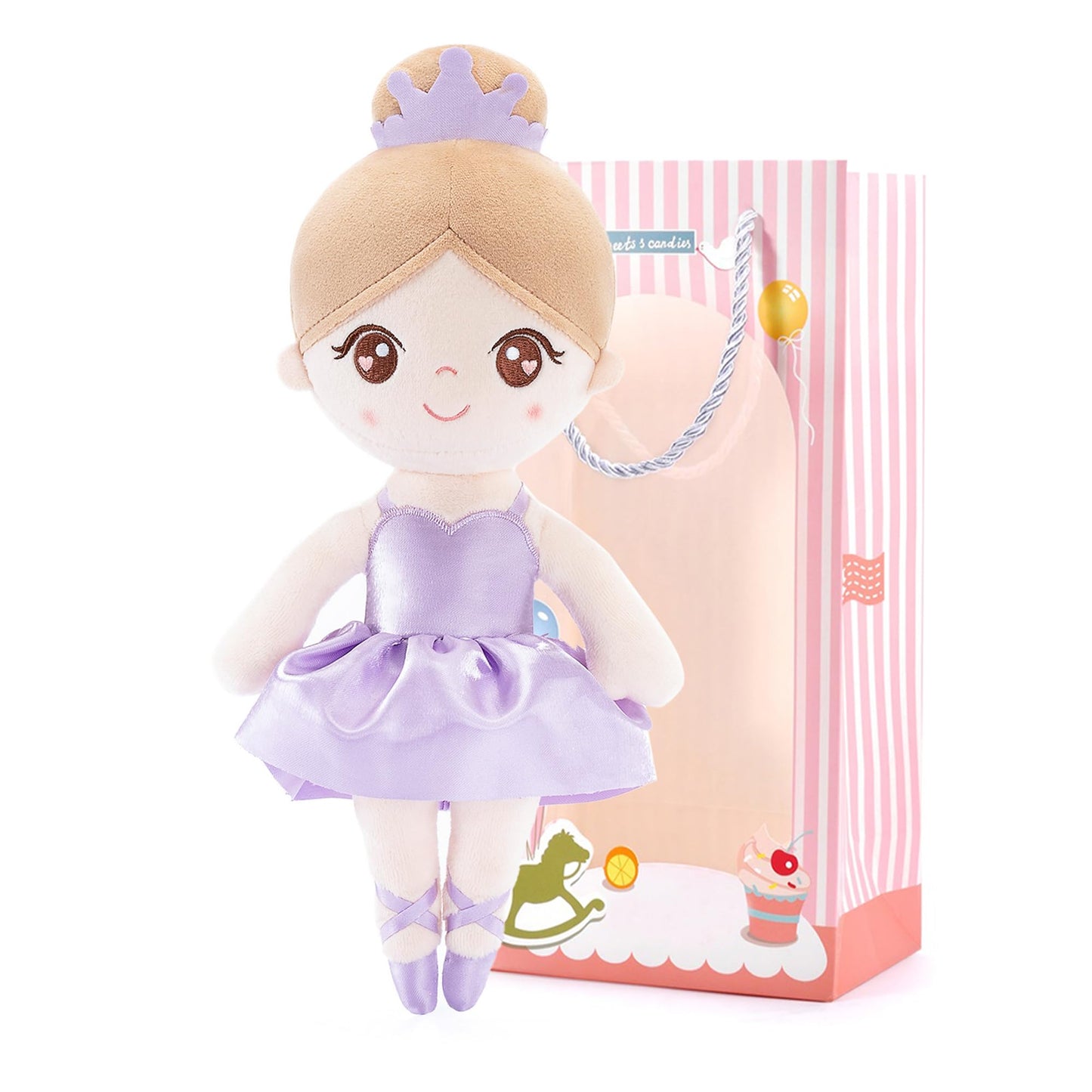 Gloveleya Baby Girl Gifts Dolls Soft Plush Toy Ballet Girl Doll Pale Purple