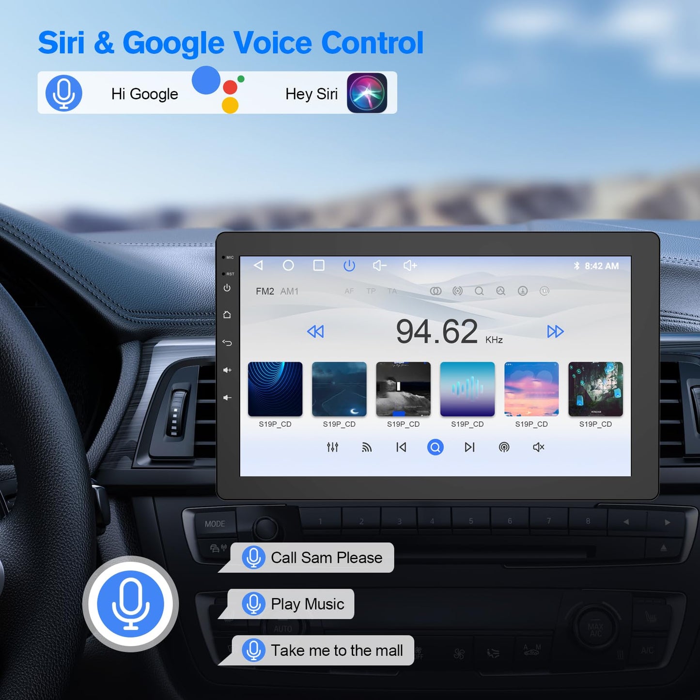 10.1" Rotatable Touch Screen Car Stereo Single Din - Android 13, Wireless CarPlay/Android Auto, 4-Core CPU, 2GB+32GB, GPS Navigation, Hi-Fi Sound, Bluetooth 4.2, AHD Backup Camera (Vertical Fit)