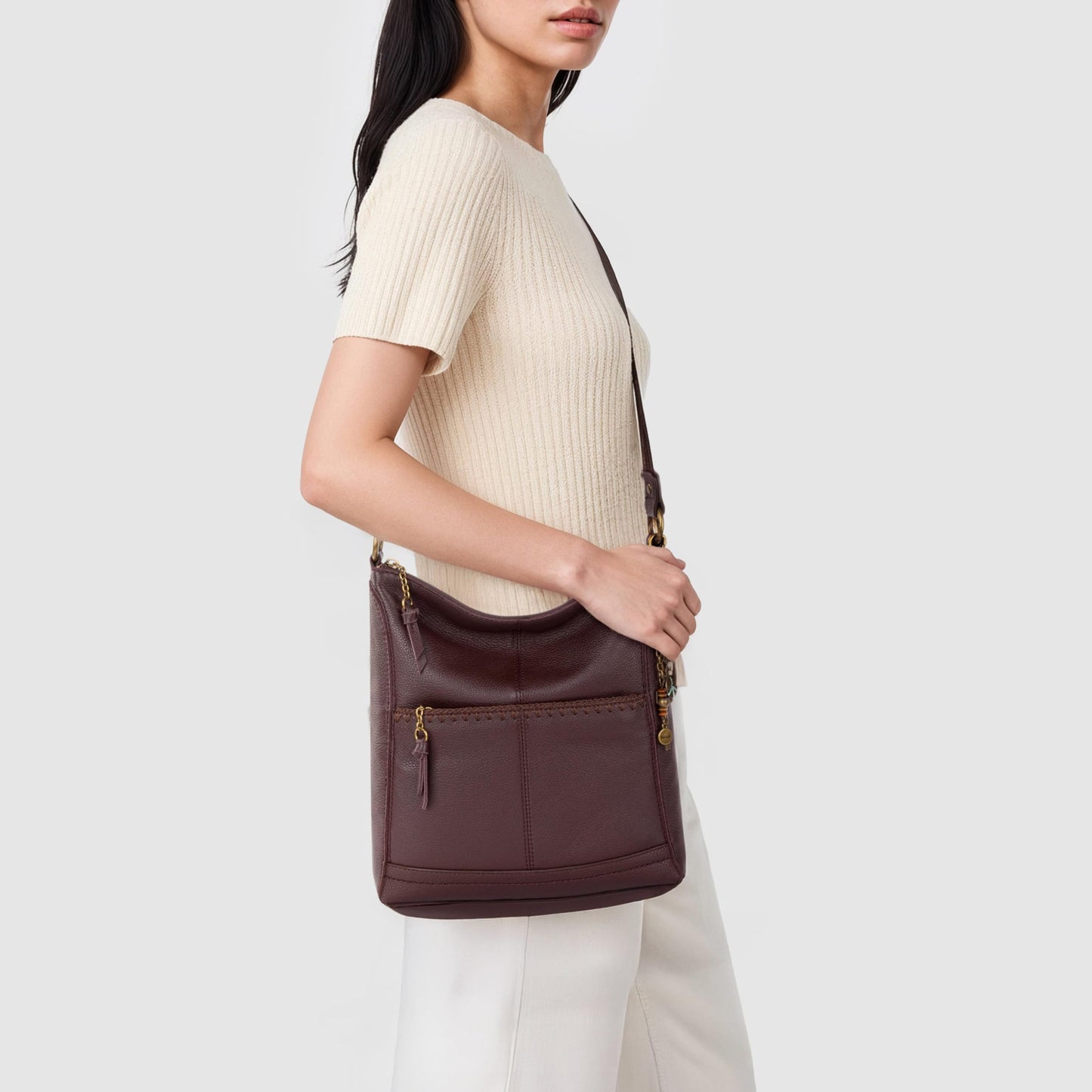 The Sak Lucia Leather Crossbody Purse - Premium Leather Women's Handbag for Everyday & Travel - Cross Body Bag With Zipper