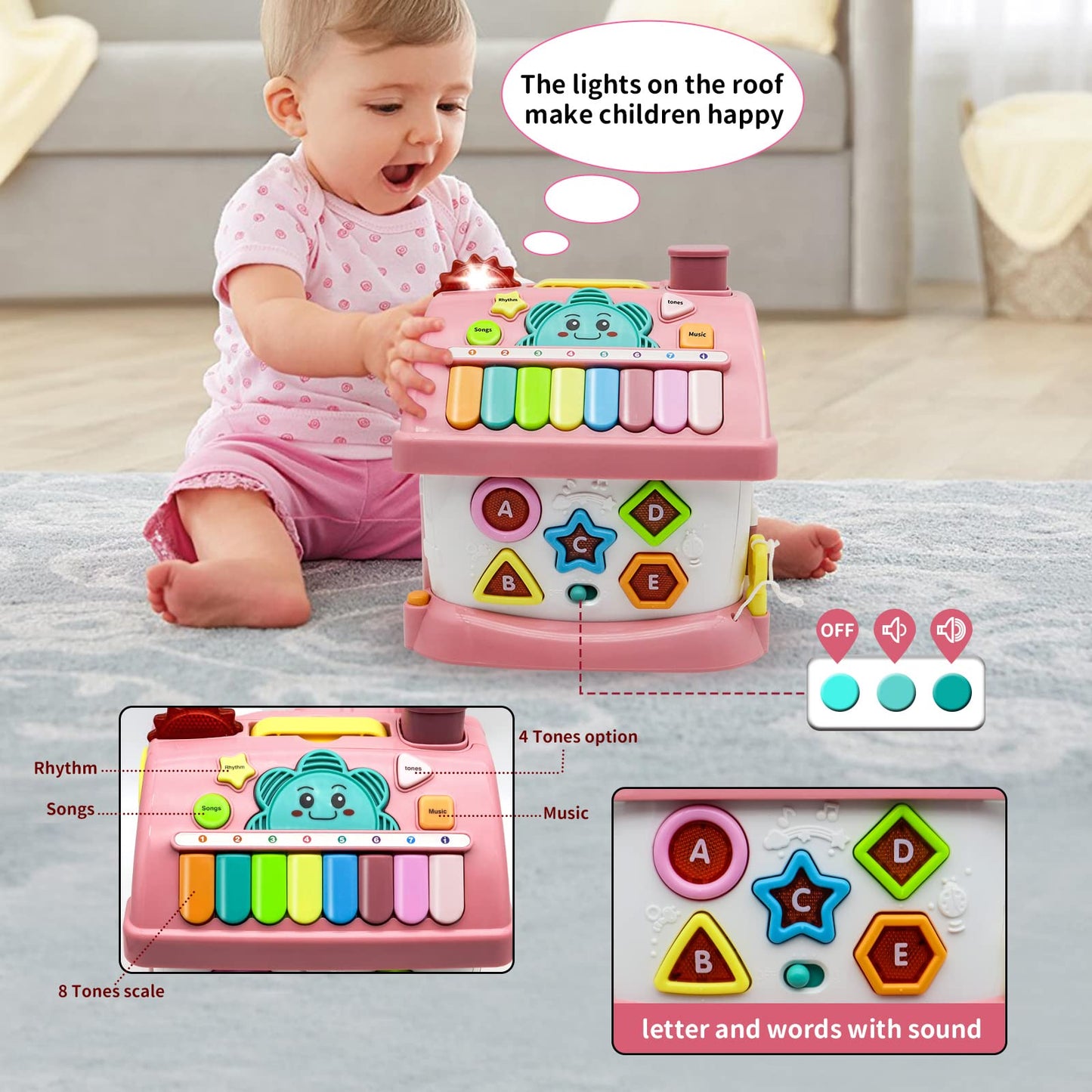 Montessori Toys for 1+ Year Olds Girl Gifts - 8-in-1 Musical Learning House Baby Toy 6-12 12-18 Months, Toddler Toys Age 1, 2 Year Old Girl Birthday Gifts