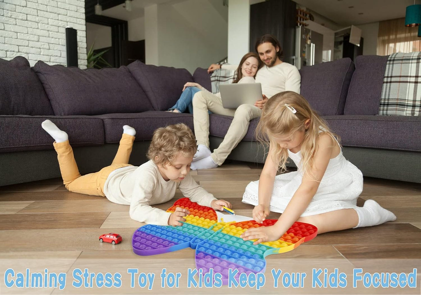 Giant Fidget Toys for Kids, 19 Inch Jumbo Extra Large Butterfly Push Bubble Sensory Toy Super Big Huge Fidgets Mega Stress Reliever Gifts Classroom Tool for Girls Toddlers