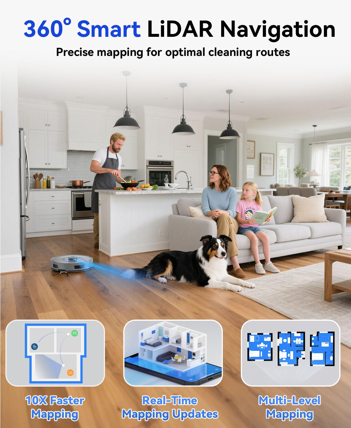 Redroad Robot Vacuum 20,000 Pa Robot Vacuum and Mop,90 Day Self Emptying Vacuum Robot,Lidar Navigation,5G/2.4GWiFi APP Aspirateur Robot,Self-Charging Robot Vacuums for Pet,Floor,Carpet Gray R11