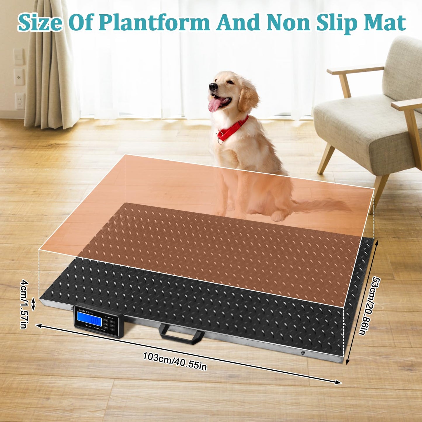 Enkreefi Dog Scale for Breed, Livestock Scale, Pet Scale for Dog, 1100lb x 0.2lb Animal Weight Scale, 3 Weighing Modes, LB, KG, OZ, 40.7" X 20.9" Platform Veterinary Scale for Sheep, Pig