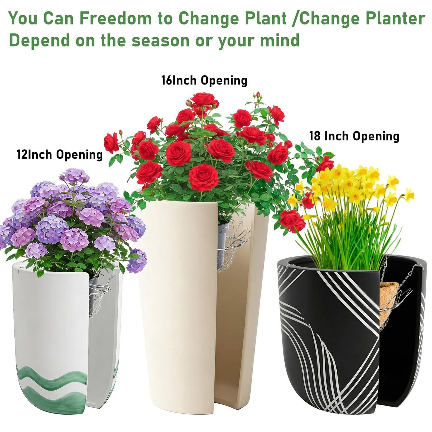 LKYAL Adjustable Planter Insert, Sleek, – Durable Premium Heavy Duty Riser, Chains Fillers Outdoor Indoor, Flower Potted Home, Outdoor Indoor Flower Potted Home Modern Compact (2)