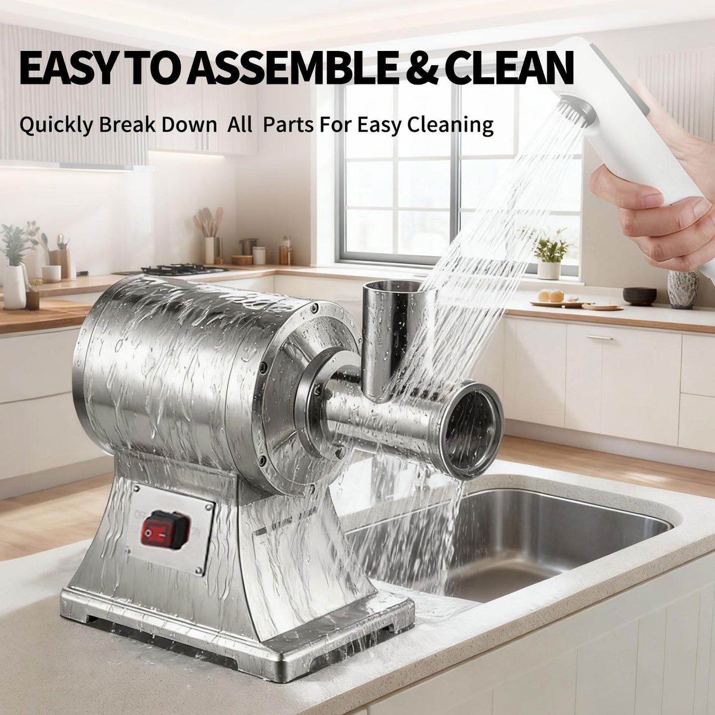Heavy Duty Commercial Meat Grinder Machine 1.5 HP, 1100W, 330LB/h Stainless Steel Electric Meat Mincer with 2 Blades & Meat Pusher Ideal for Home Kitchen, Hotel, Restaurant