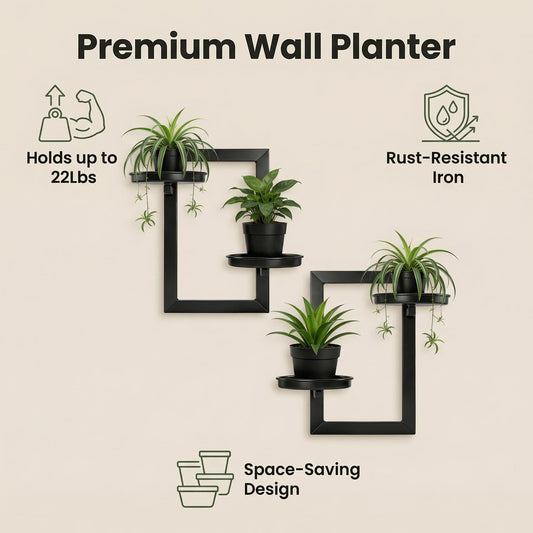 TECKED Floating Shelves for Wall Planters for Indoor Plants Hanging Shelves Plant Holder Wall Decor Plant Stand Indoor for Plant Hangers Indoor for Outdoor Entryway 2-Pack