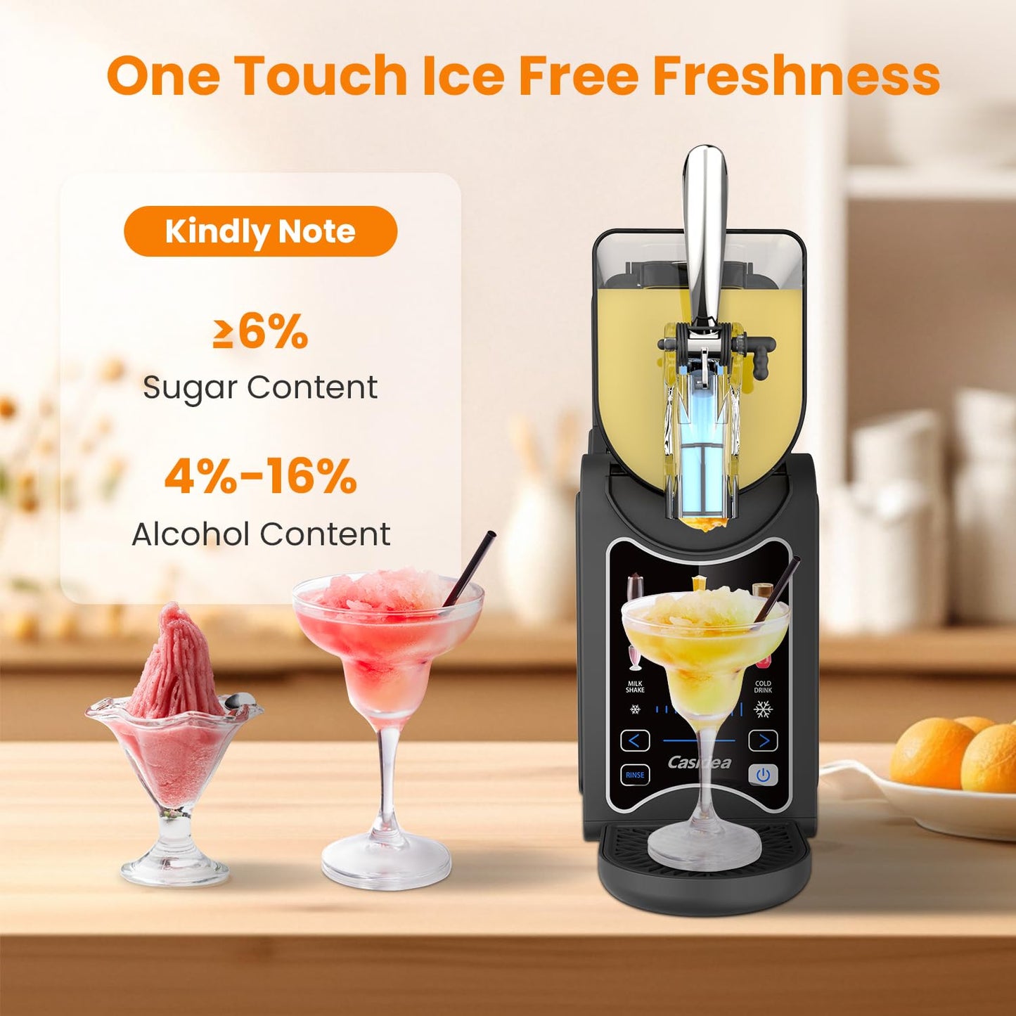 CASIDEA 6 in 1 Slushie Machine for Home, No Ice Needed Slushy Machine 88oz Frozen Drink Maker, Bigger Tank, Auto Clean, Easy to Make Slush, Juice, Frappe, Milk Shake, Cold Drink and Cocktail