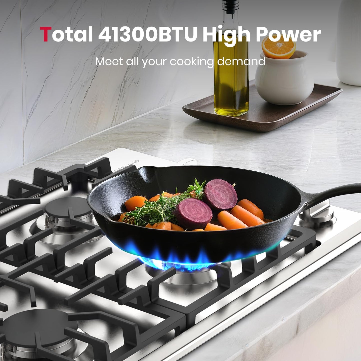 GASLAND 30 Inch Gas Cooktop with 4 Italy Sabaf Burners PRO GH2304SS,NG/LPG Convertible Natural Gas Propane Cooktops, Auto Ignition, Thermocouple Protection, CSA Certified