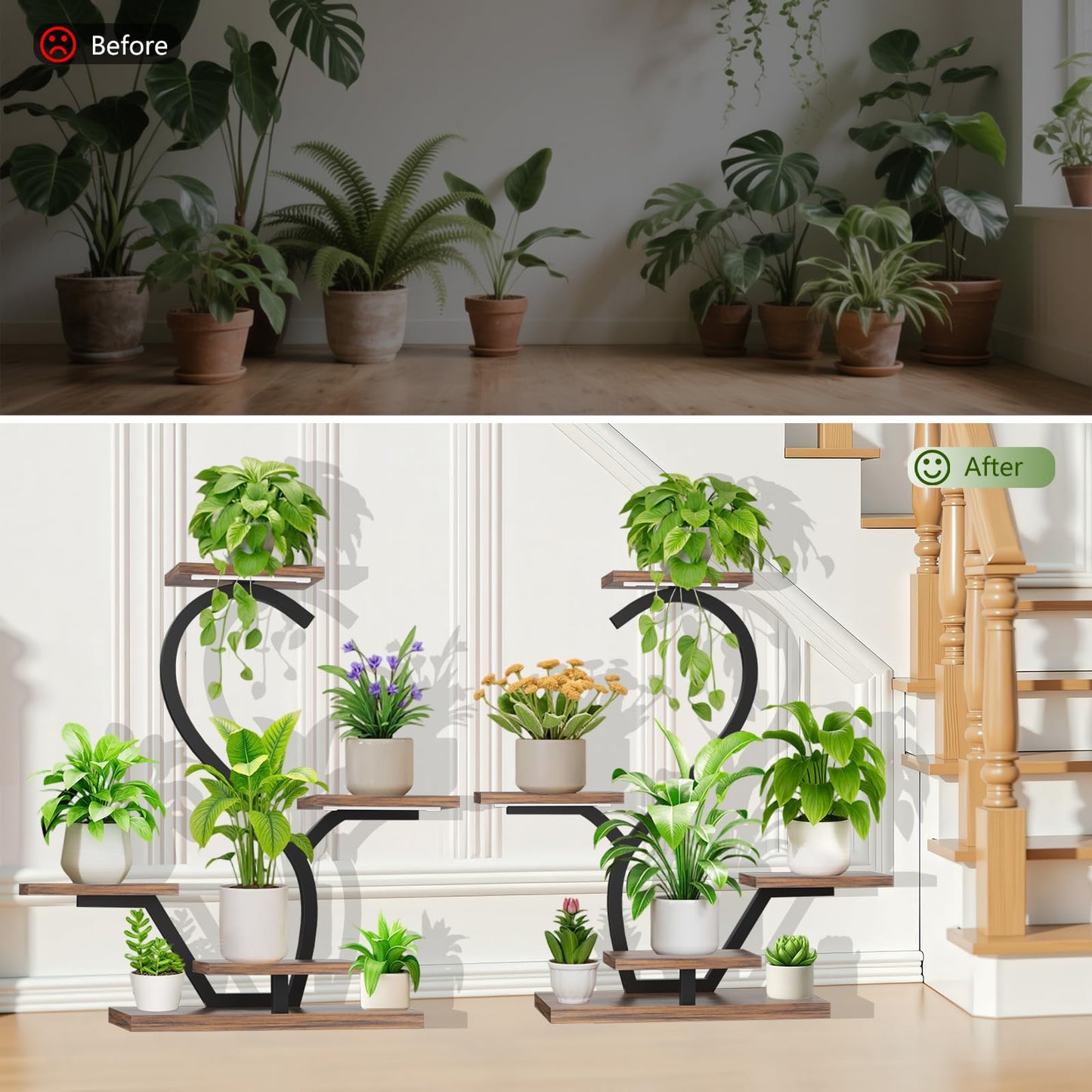 Plant Stand Indoor with Grow Lights - 5 Tiered Indoor Plant Shelf, 30" Small Plant Stand for Indoor Plants Multiple, S-Shape Plant Rack Display Shelf, Flower Holder for Living Room, Patio (2 Pack)