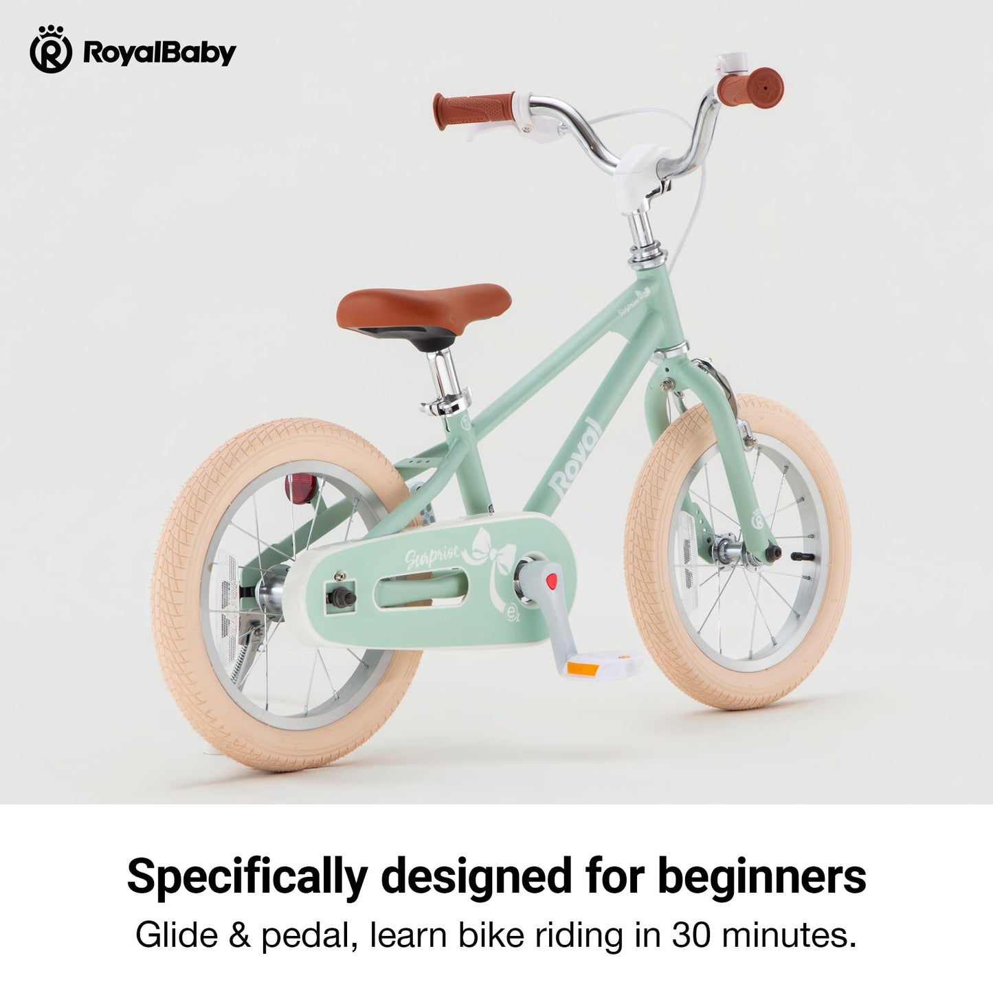 RoyalBaby EZ Kids Bike,14 Inch Convertible Balance to Pedal Bike for Boys & Girls,Beginner Bicycle for Ages 3-5 Years,Green