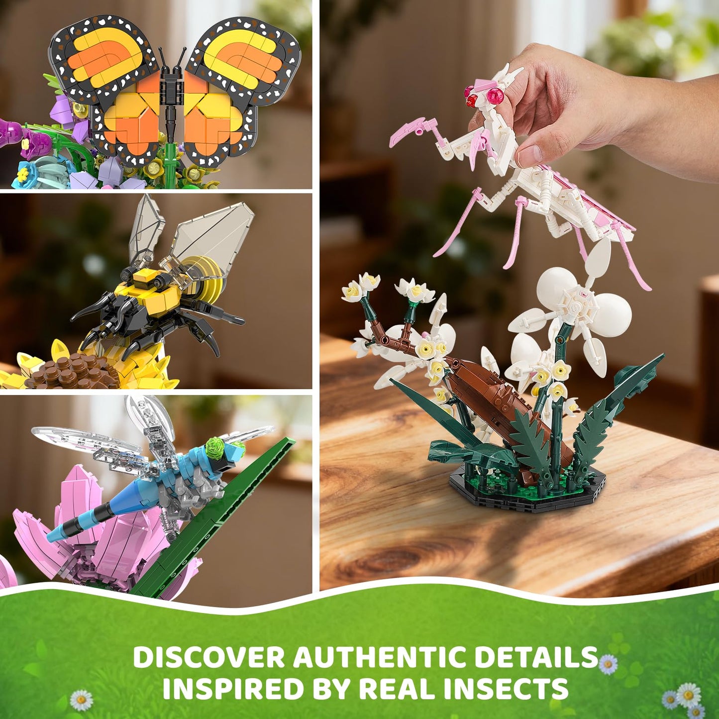 Ideas Insect Collection Building Set, 2059 PCS - Butterfly Orchid Mantis Bee Dragonfly Display Model for Nature Lovers, Compatible with Lego Flowers Animals, STEM Bug Gift Toy for Kids Boys Girls 6+