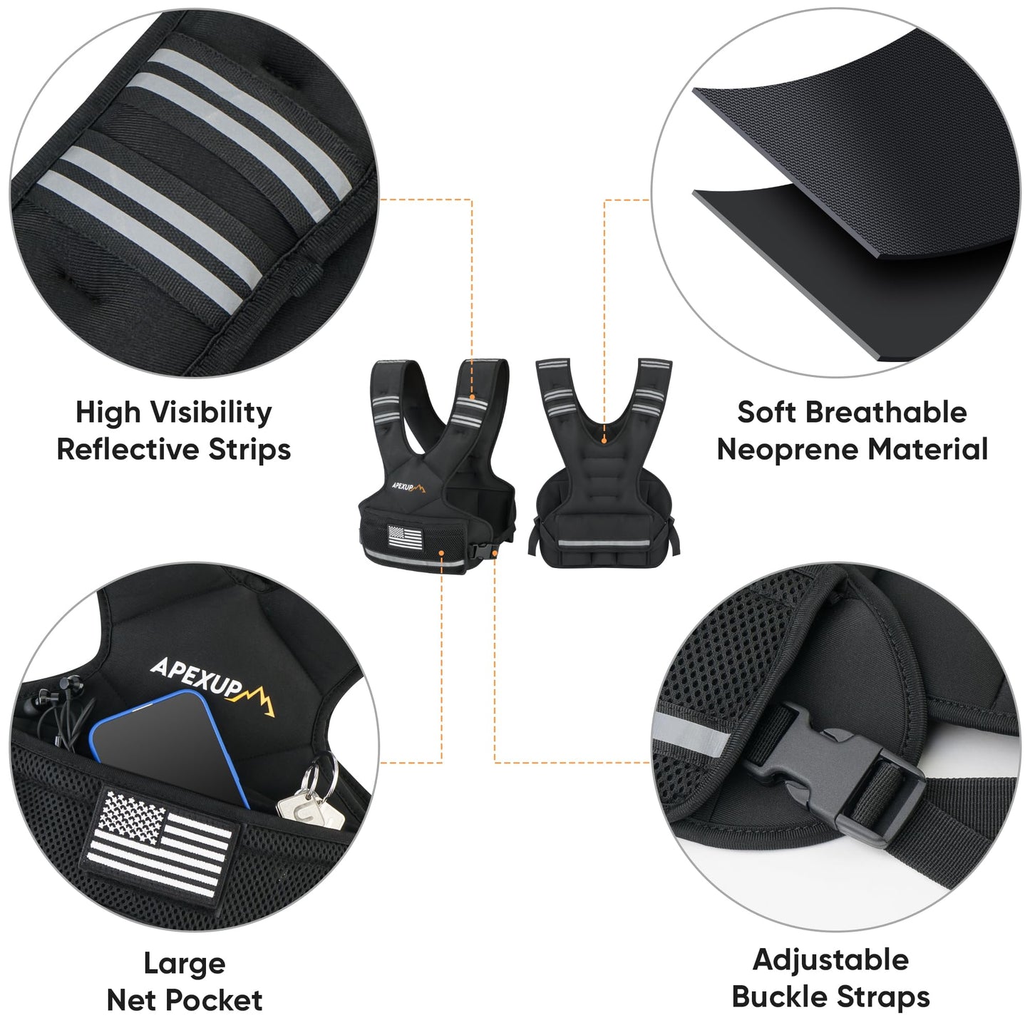 APEXUP Adjustable Weighted Vest 20lbs + Adjustable Weighted Vest 4-10lbs