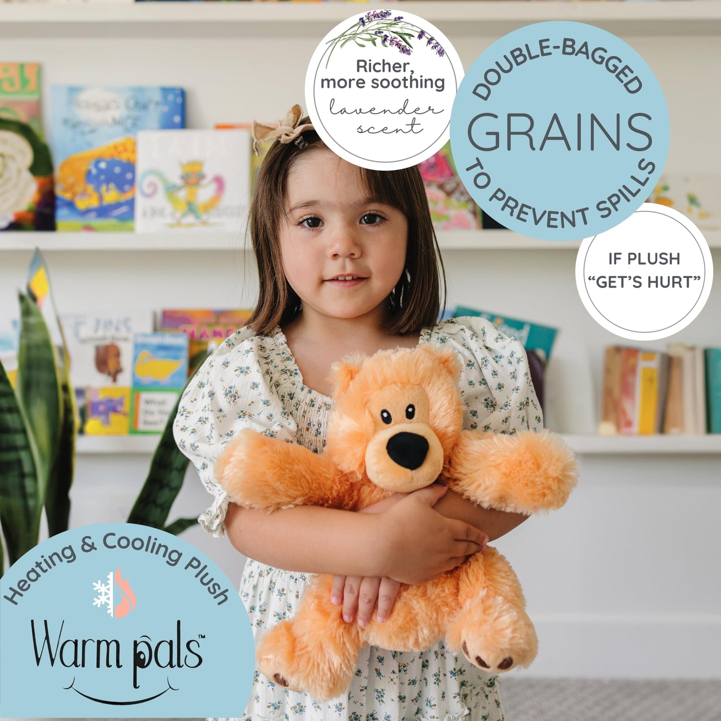 Bear Hugs - Microwavable & Weighted Plush Stuffed Animal - Heated Plushie for Warmth - Cute, Soft, Cozy Toy for Adults & Children (Boys, Girls, & Toddlers) by Warm Pals
