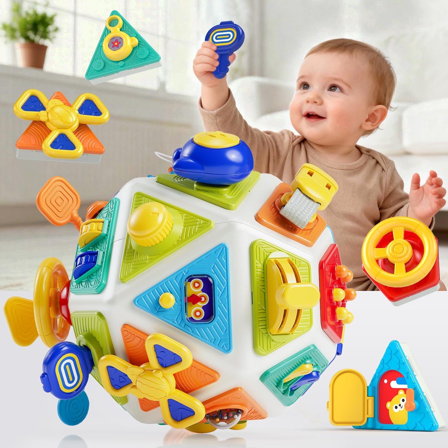 22-in-1 Baby Busy Board Activity Cube Toys, Montessori Toy for 1 Year Old Toddlers, Educational Learning Sensory Travel Toys for Infant 6-12 12-18 Months, 1st Baby Birthday Gifts for Boys Girls