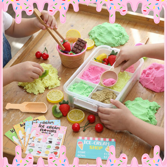 Thenshop Ice Cream Stand Sensory Bin Summer Sensory Bin Filler Sandbox Play Sand Kit Education Activities DIY Making Kit for Play Ideal Decorations Gift Summer Sorting Counting Training