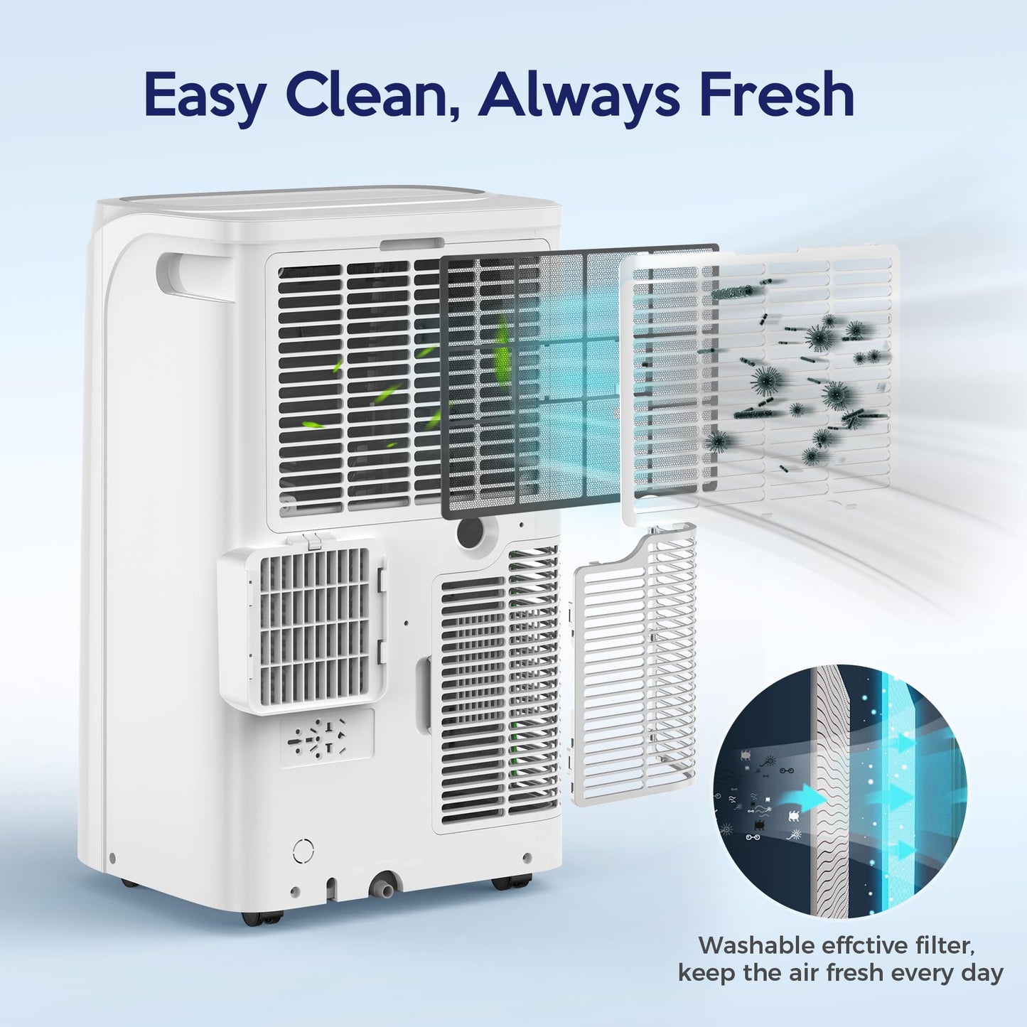 Humhold 14000 BTU Portable Air Conditioners, Remote Control, 3 in 1 Free Stand Smart Cooling Portable AC Unit with Dehumidifier, Fan, Cools Room up to 700 sq.ft, 24H Timer, Windows Sealing Kit