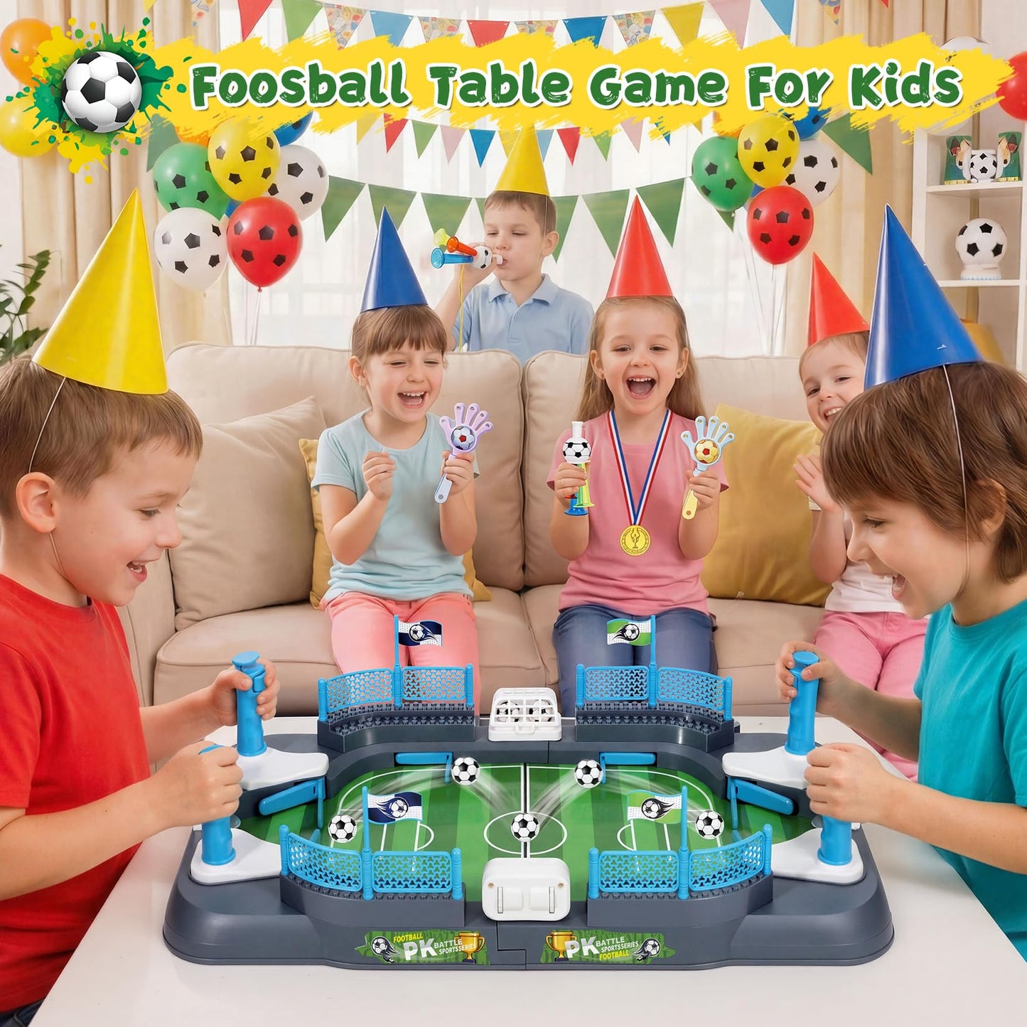 Soccer Board Game for Kids, Mini Foosball Table Game, Portable Tabletop Interaction Pinball Sports Game Toy, Indoor Family Playroom Party Birthday Toy Gift for 3 4 5 6 7 8-12 Year Old Boys Girls