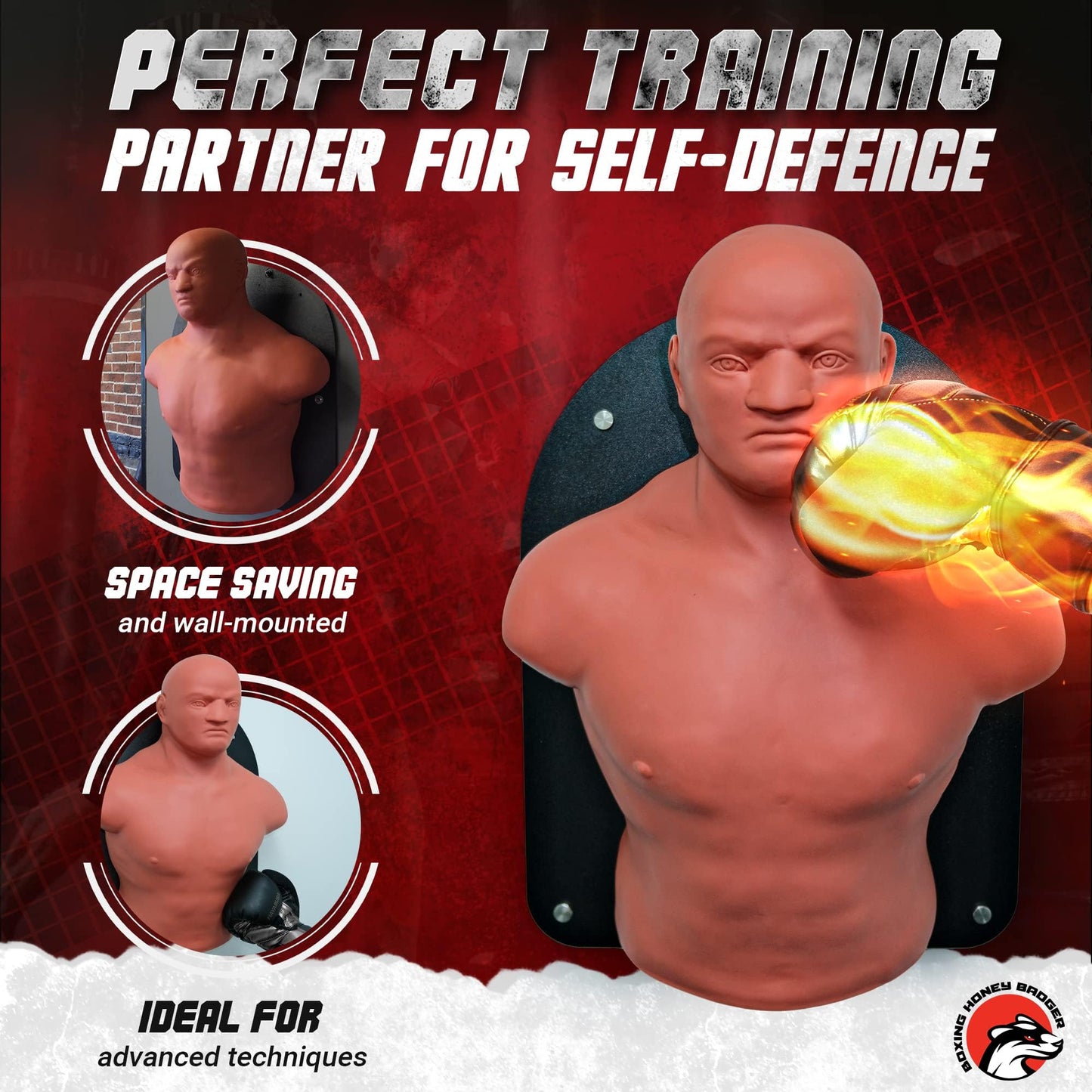 Boxing Honey Badger Wall-Mounted Punching Dummy Boxing Punching Bag Martial Arts Training Dummy