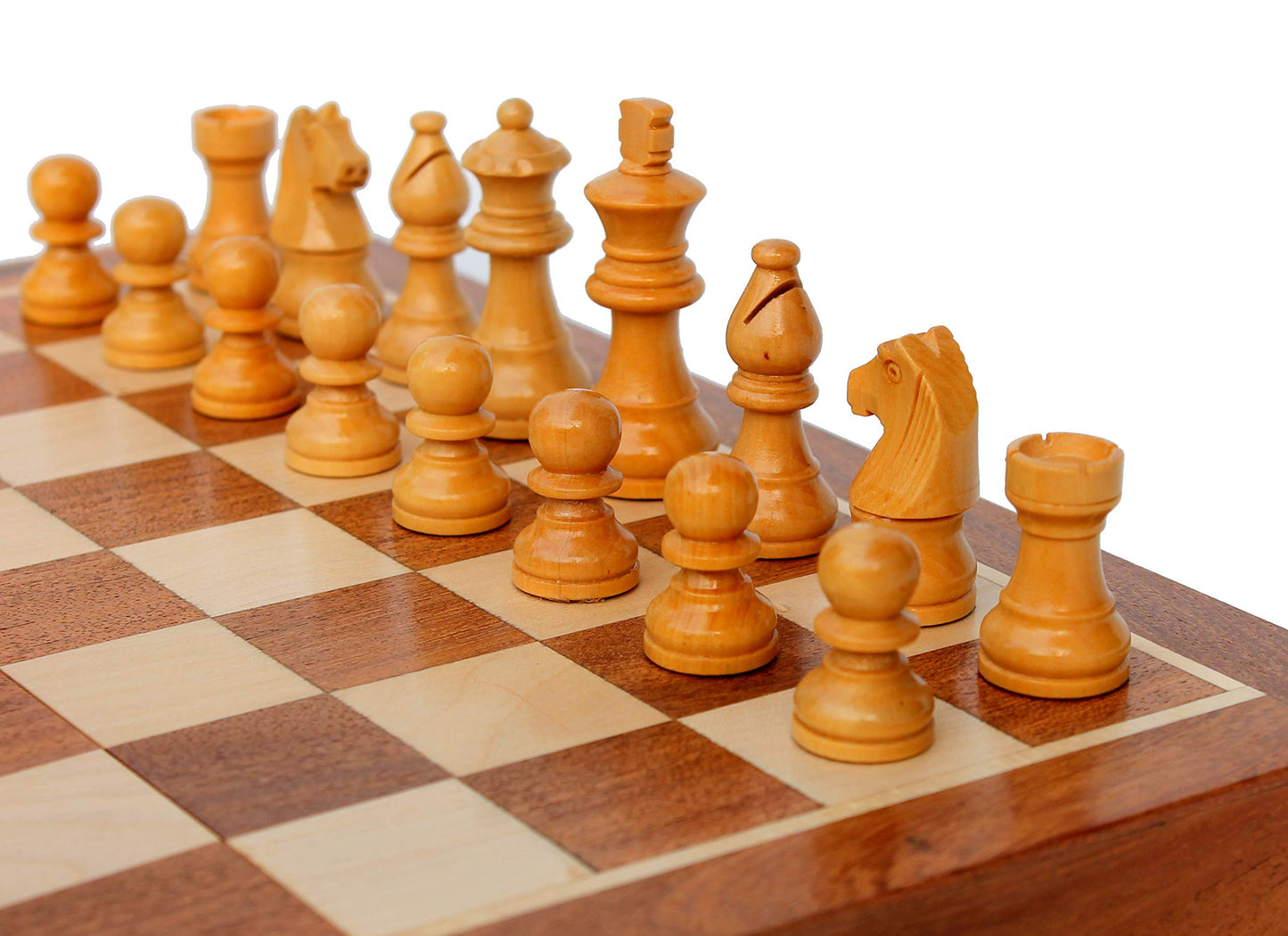 StonKraft 12" x 12" Inch Wooden Foldable Chess Board Game Set with Wooden Chess Pieces + Colored Chess Book