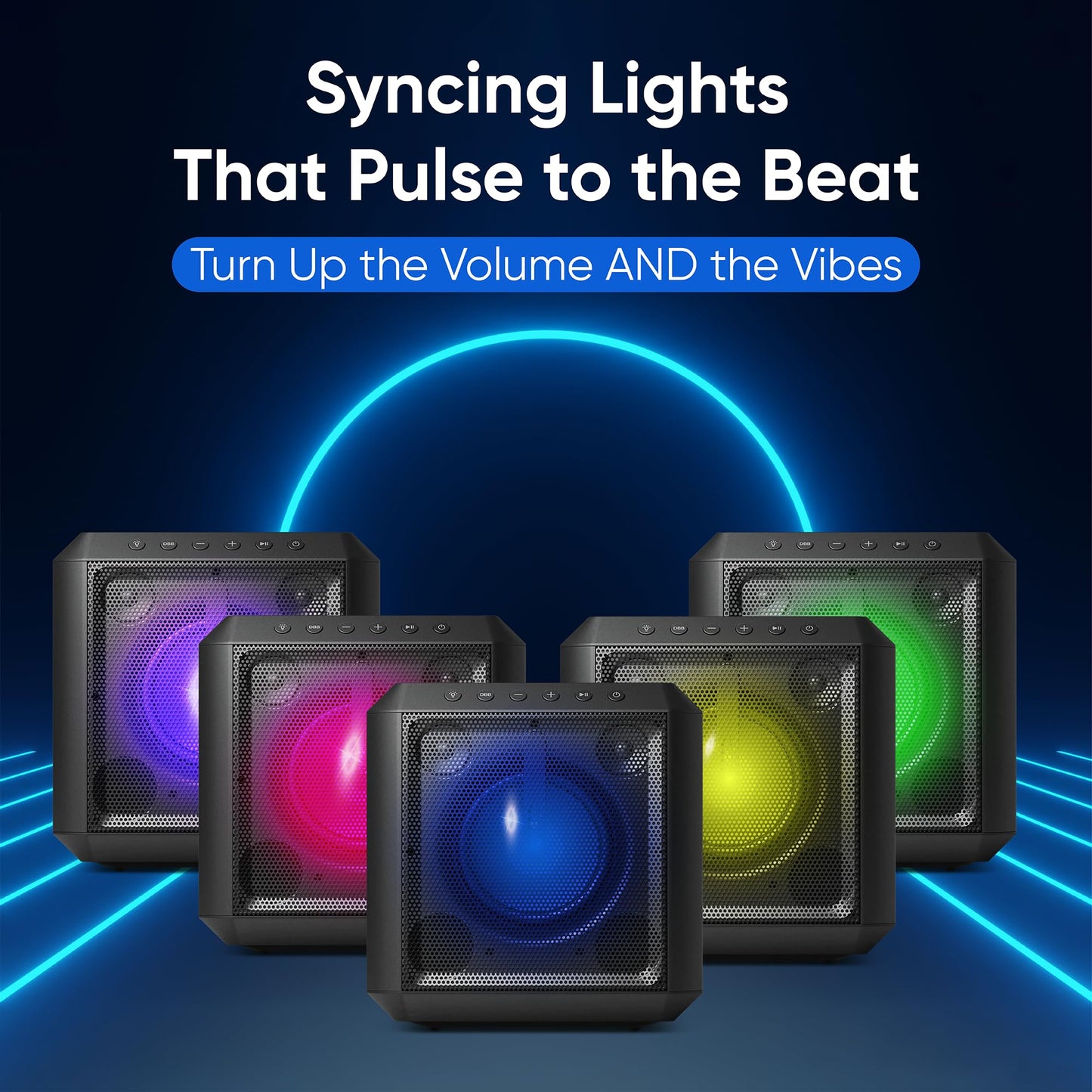 PHILIPS X4207 Bluetooth Party Speaker,100W Wireless Cube Speaker with Powerful Sound and Deep Bass, Supports USB/AUX/TWS, Mic Input and Vibrant Party Lights for an Immersive Experience.