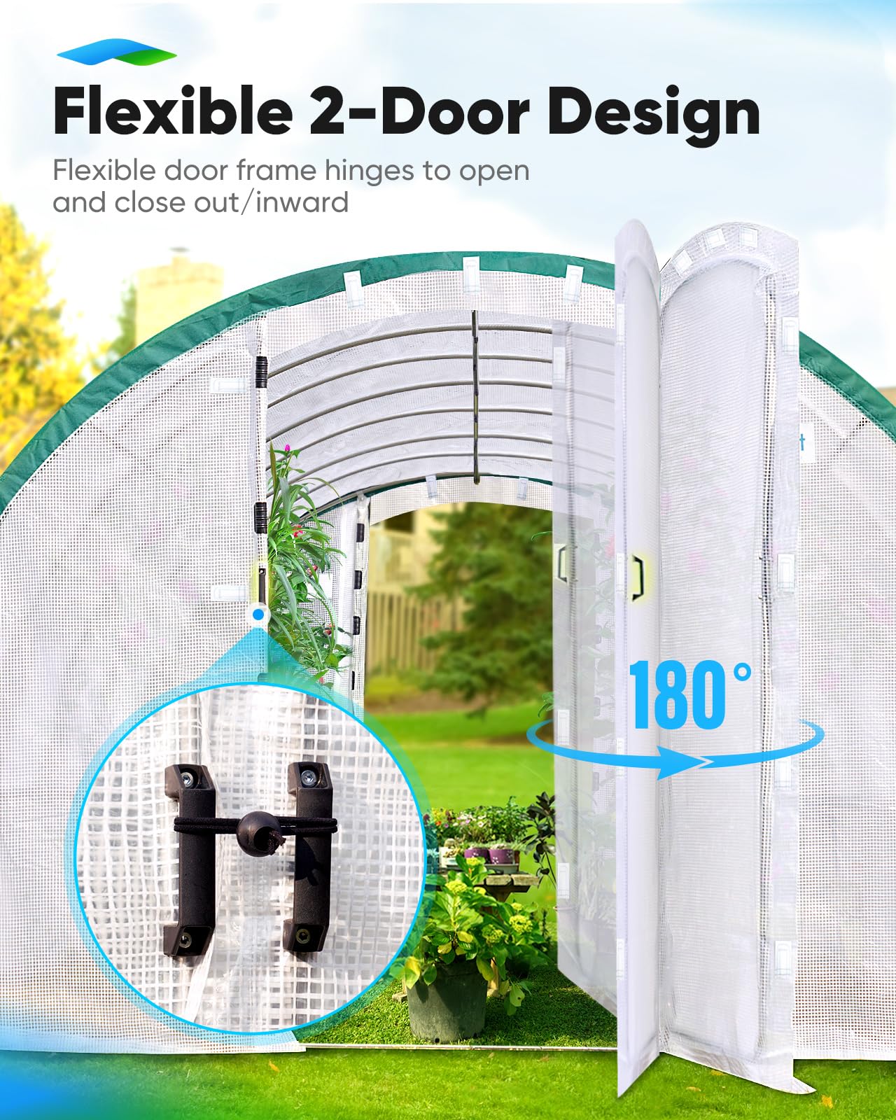 Quictent 20x10x6.6 FT Premium Greenhouse for Outdoors with 2 Door Frames, Reinforced Top Structure & Cover, Large Heavy Duty Walk-in Tunnel Hoop Green House for Garden Backyard Flower Winter, White