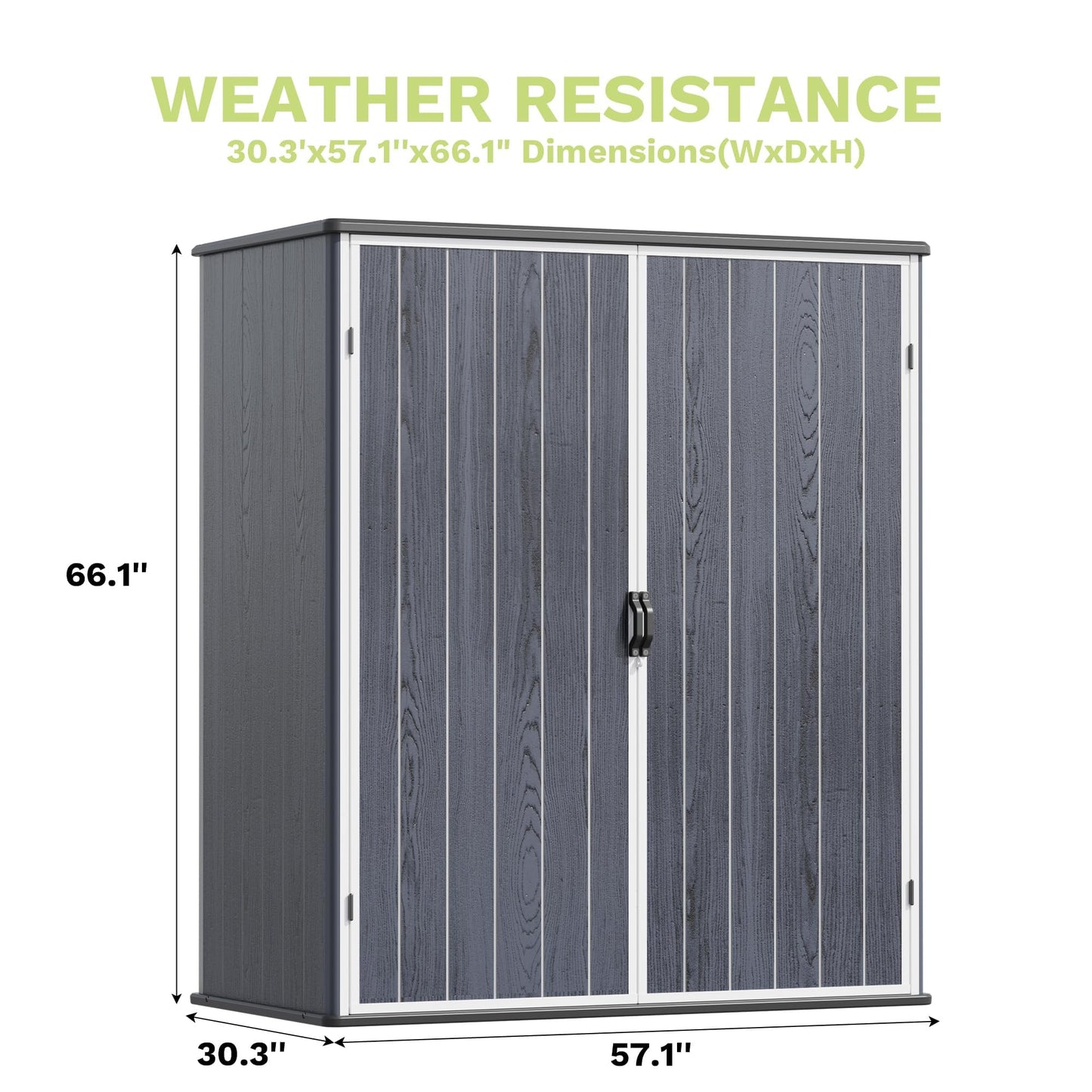 Devoko 5x3 FT Resin Outdoor Storage Shed with Floor, Plastic Outdoor Storage Cabinet, Waterproof Vertical Tool Shed with Lockable Door for Patio, Garden, Backyard, Dark Gray