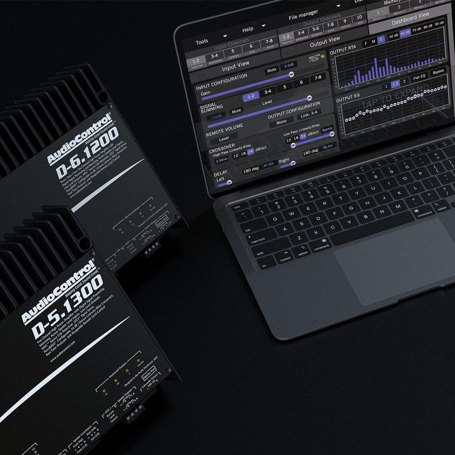 AudioControl D-4.800 Matrix DSP 2/3/4-Channel Car Audio Amplifier with AccuBASS, 800W, Class D Premium High-Fidelity Multichannel Amp, 30-Band Equalizer, Works with OEM & Aftermarket Sound Systems