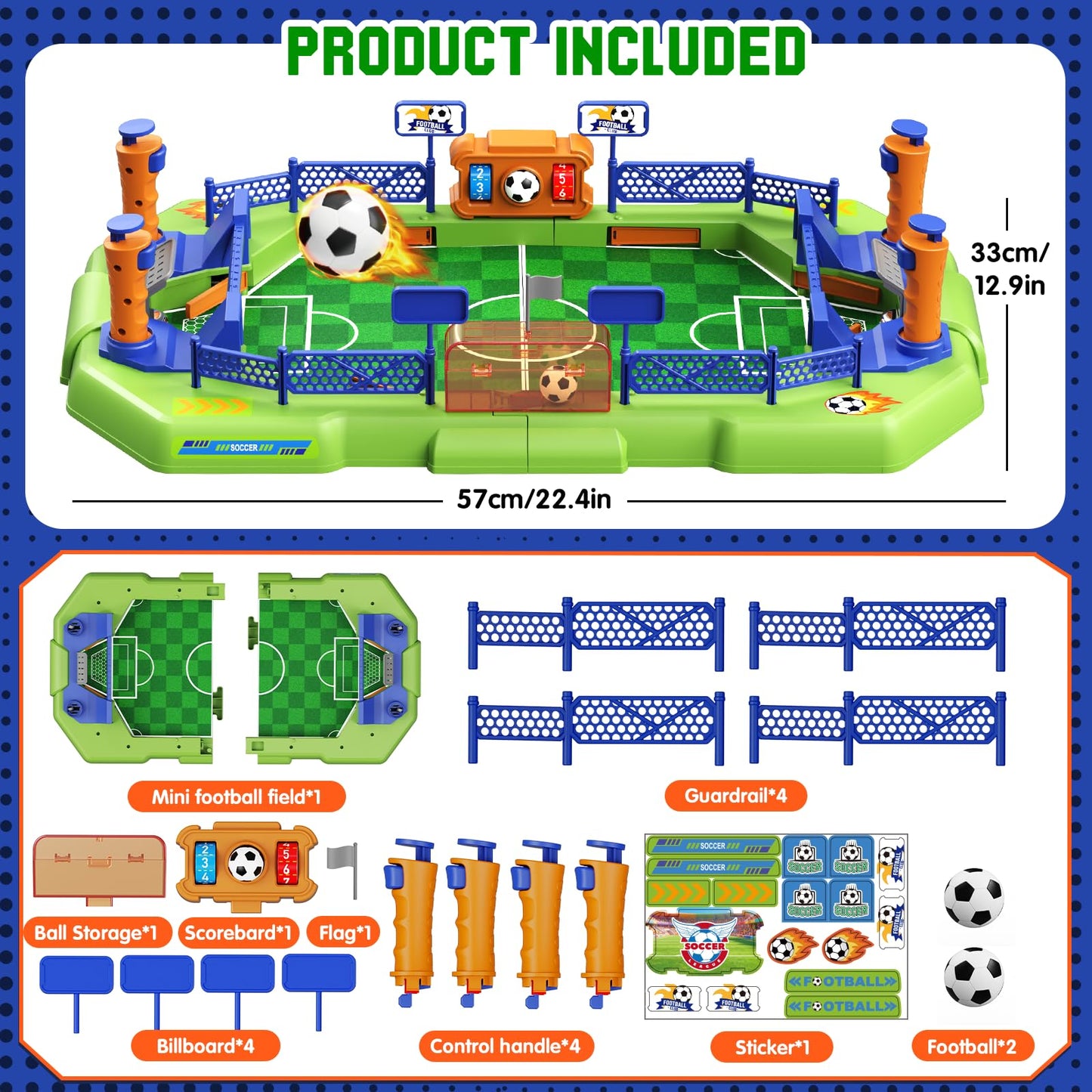 Mini Foosball Table Game for Kids – Soccer Board Game, Portable Tabletop Pinball Interactive Sports Game, Indoor Family Party Birthday Gift Educational & Active Toy for Boys Girls Ages 3+