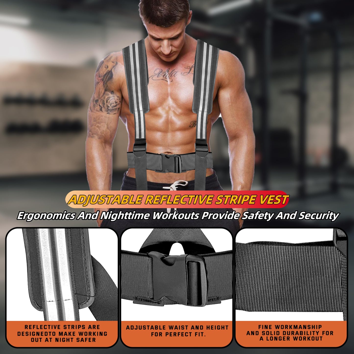 Weight Sled for Training, Heavy Duty 500 LBS Pull Push Sled for Outdoor, Indoor, Football, Durable Steel Weighted Sled, Compatible with 1" & 2" Weight Plate, Frame with Adjustable Reflective Stripe Vest