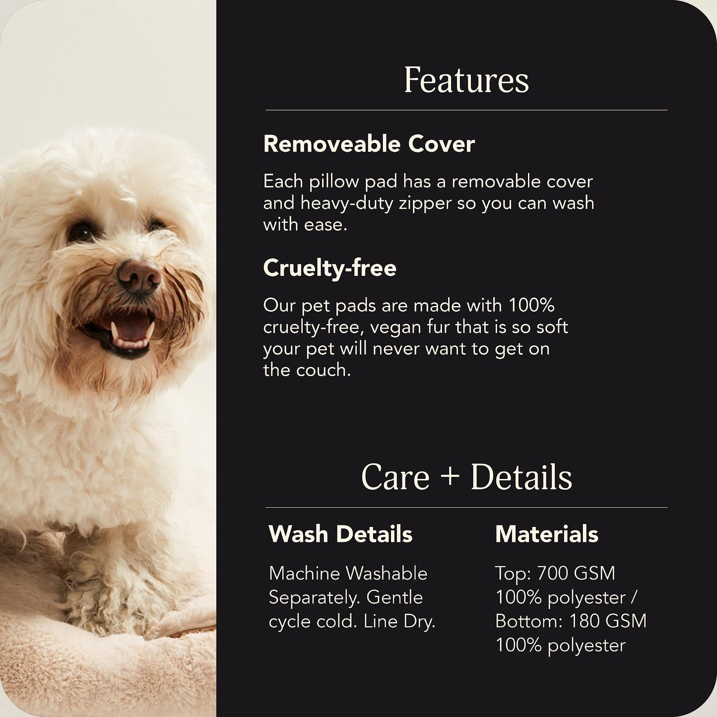 UnHide Floof Pet Bed - Medium (28" x 10") - Extra Soft Dog Bed - Removable Faux Fur Cover - Machine Washable - Helps Ease Pet Anxiety & Provides The Perfect Sleep - Beige Bear