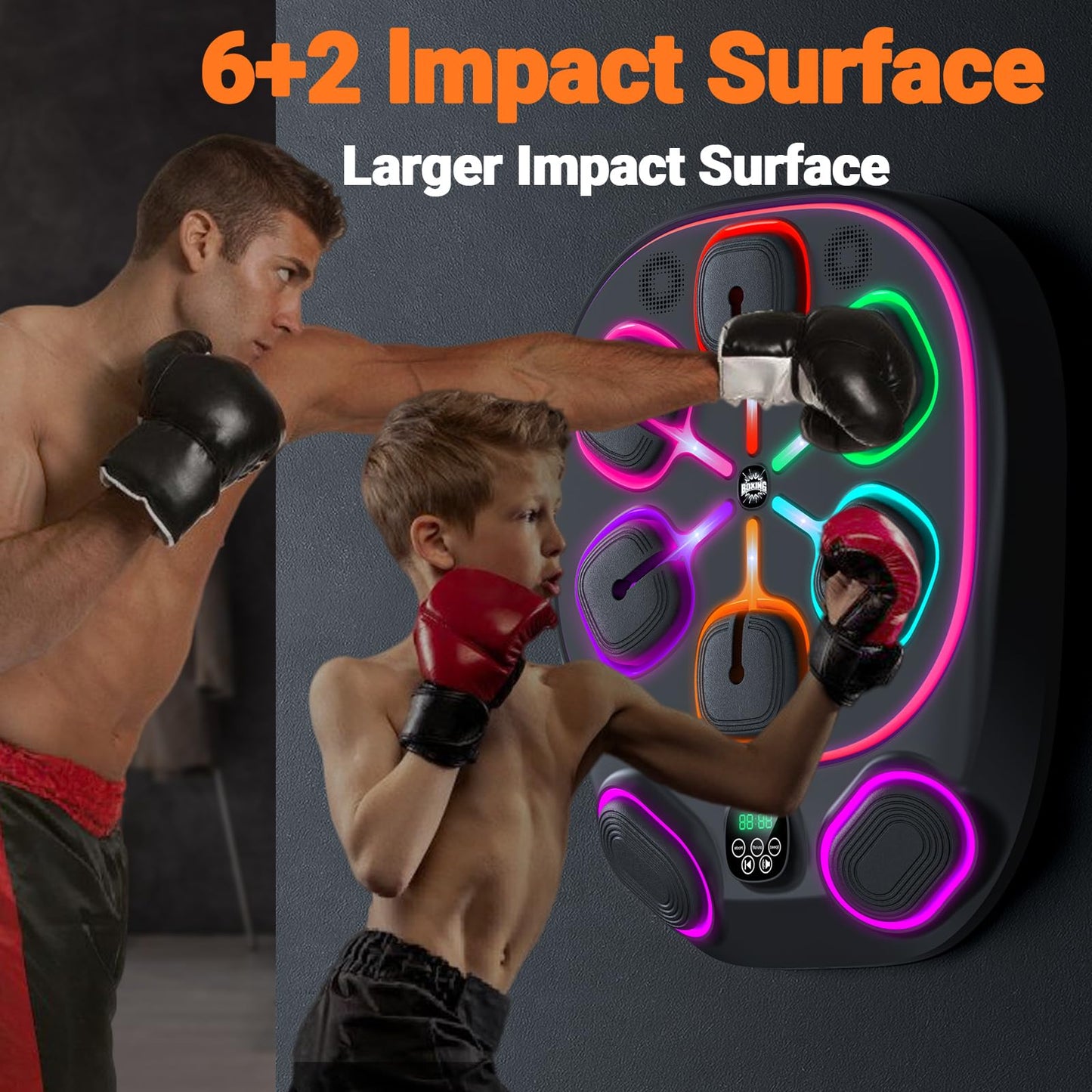 OurStarry Upgraded Large Size Smart Music Boxing Machine for Adults and Kids, Training Machine with LED Electronic Wall Mounted, Home Indoor Workout Equipment with Premium Boxing Gloves (Black 10)